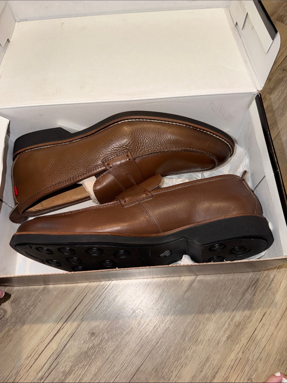 Marc Joseph Brown Leather Slip-On Loafers